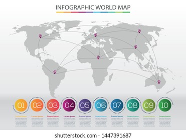 Vector world map and info graphics elements ,Vector illustration