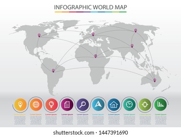 Vector world map and info graphics elements ,Vector illustration