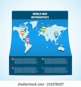 Vector world map with infographic elements.