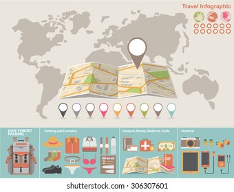 Vector world map with infographic elements.