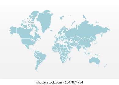 Vector world map infographic symbol. Blue and white earth icon. International global illustration sign. Design element for business, global project, web, presentation, template, report, travel