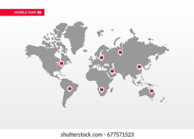Vector world map infographic symbol. Country capital map point icons. International global illustration sign. Template elements for business, global marketing project, web design, presentation, text