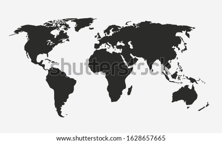 Vector World map isolated on white background. America, Africa, Europe, Asia and Australia maps. Map of world. World background. Vector illustration