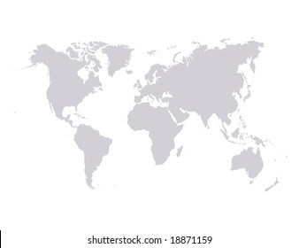 Vector world map isolated over a white background