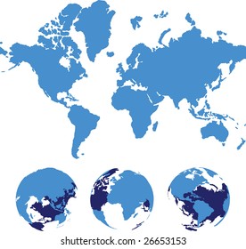 Vector world map isolated over a white