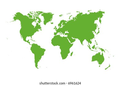 Vector world map isolated over a white background