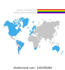 vector world map with Legal status of same-sex marriage