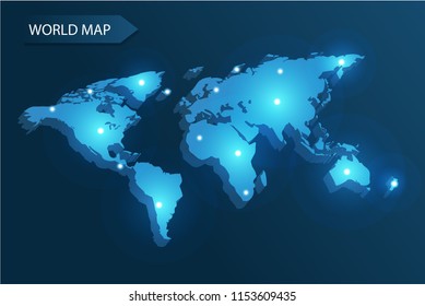 vector of world map with light point