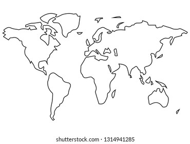 Vector World Map Line Art Stock Vector Royalty Free 1314941285