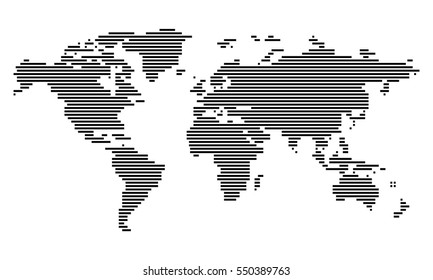 Vector - World Map (Lines/Stripes, Horizontal)