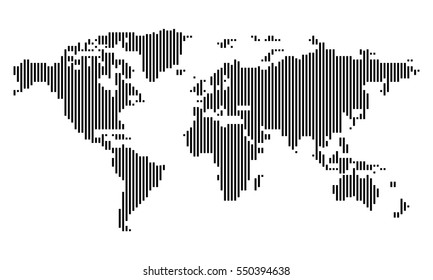 Vector - World map (Lines/Stripes, vertical)