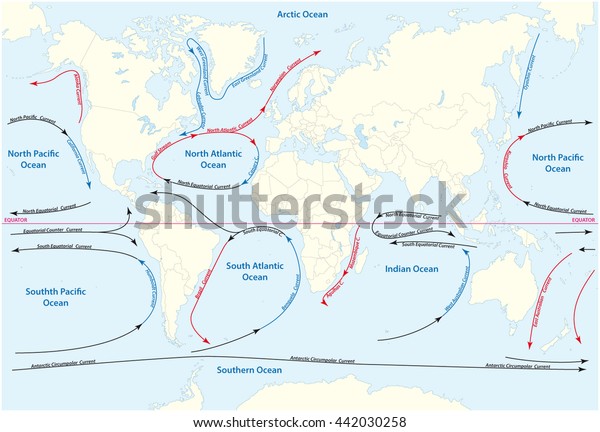 vector world map\
with major marine\
currents