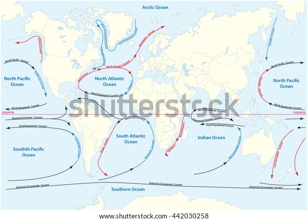 主な海流を持つベクター画像世界地図 のベクター画像素材 ロイヤリティフリー