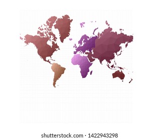 Vector world map in Mercator projection with modern, flat design.
