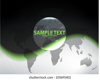 Vector world map metal background