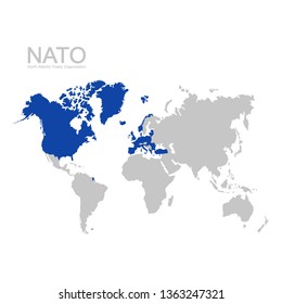 Vector World Map With Nato Member State
