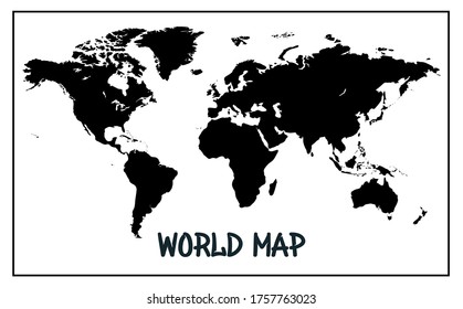 Vector world map. North and South America, Asia, Europe, Africa, Australia