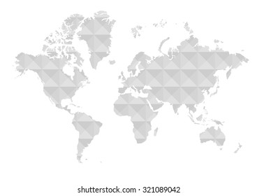 Vector : World map on abstract triangle and square background