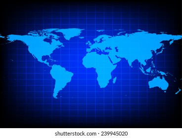 Vector World Map on blue background
