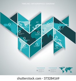 Vector World map on puzzle background - communication concept and infographics design template.