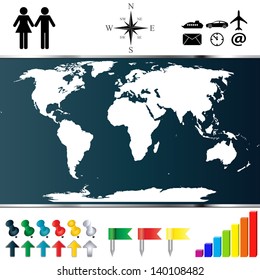 Vector of world map on white background