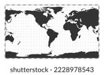 Vector world map. Patterson cylindrical projection. Plain world geographical map with latitude and longitude lines. Centered to 60deg E longitude. Vector illustration.