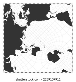 Vector world map. Peirce quincuncial projection. Plain world geographical map with latitude and longitude lines. Centered to 180deg longitude. Vector illustration.