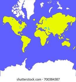 Vector world map in a plane view from space