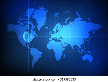 Vector : World map and pointer location