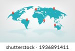 Vector world map with pointers 
