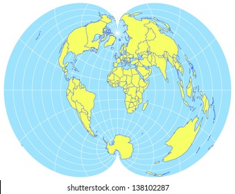 Vector world map in polyconic projection. EPS10 file with every country as selectable path.
