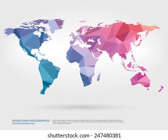 Vector World Map With Polygons In Background.