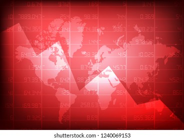 Vector : World map with red stock board