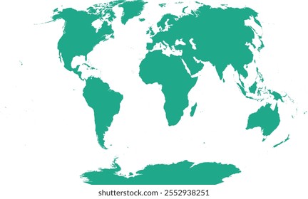 Vetor Mapa do mundo com uma única cor e limite global para um dos sistemas de coordenadas populares, que é World Winkel Tripel NGS, National Geographic Society (NGS)