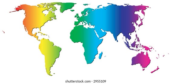 Vector - World map, spectrum