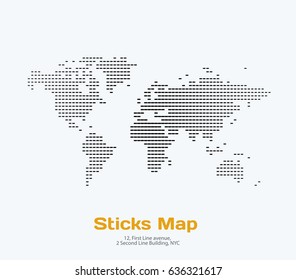 Vector world map template with lines for business.  Graphic design abstract art for technology and travel by train, car, plane subject.
