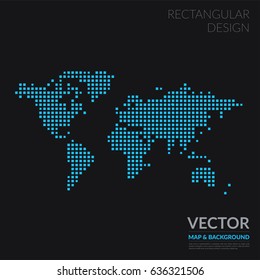 Vector world map template with squares for business. Graphic design abstract art for technology and travel by train, car, plane subject.