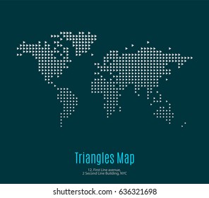 Vector world map template with triangles for business. Graphic design abstract art for technology and travel by train, car, plane subject.subjects.
