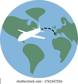 vector of world map and vacation plane trip