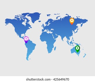 vector world map with various icons easy editable