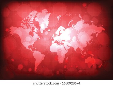 Vector : world map with virus and healthcare items