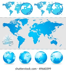 Vector World maps and globe