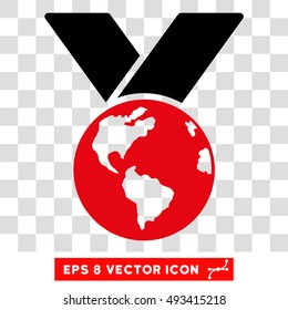 Vector World Medal EPS vector pictograph. Illustration style is flat iconic bicolor intensive red and black symbol on a transparent background.