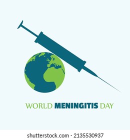 Vector for World Meningitis Day. Flat image. simple and elegant illustration. syringe and earth image