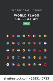 vector world national counrty flags icon collection