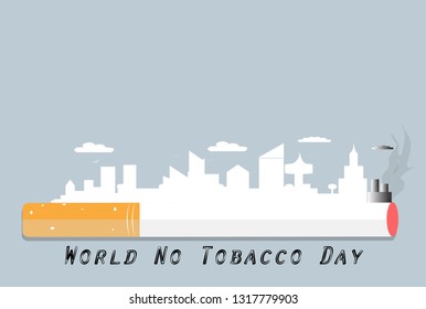 Vector of World No Tobacco Day with smoking that affects the environment illustration.