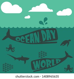 Vector for World Ocean Day with Undersea Design