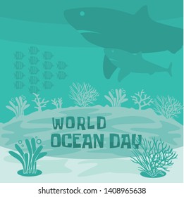 Vector for World Ocean Day with Undersea Design