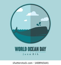 Vector for World Ocean Day with Undersea Logo Design