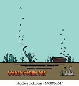 Vector for World Ocean Day with Undersea Design
